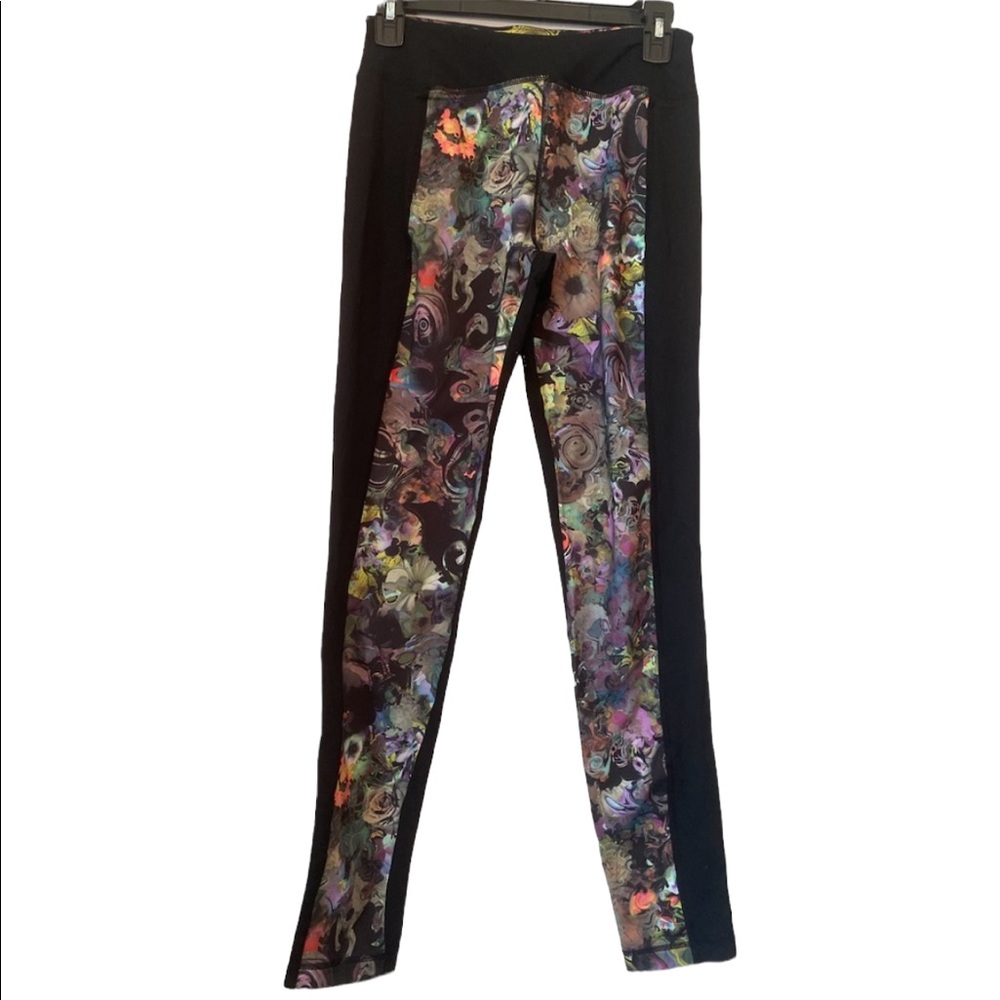 Cynthia Rowley Black and Abstract Floral Leggings